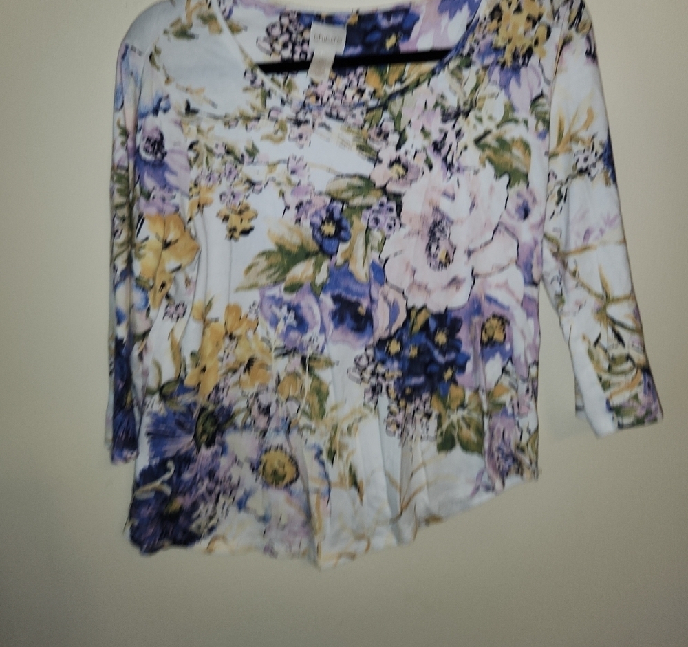 Chico's Multicolor Floral Blouse 3/4 sleeves